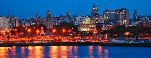 Haven van Havanna in de nacht