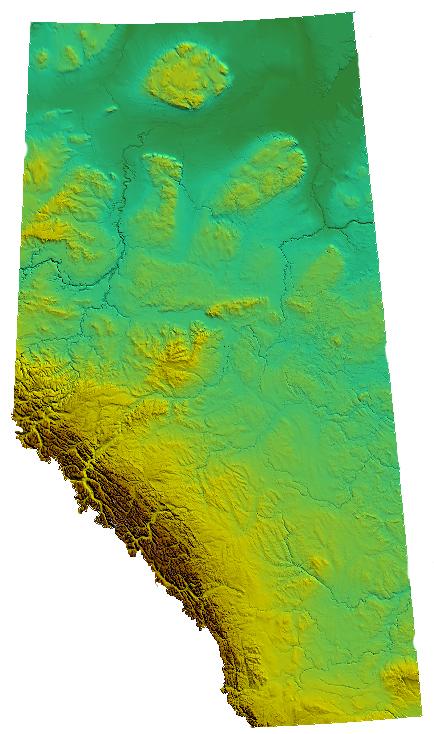Topografische kaart van Alberta Foto:Publiek domein Topografische kaart van Alberta Foto:Publiek domein
