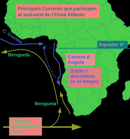 Benguela Golfstroom, beïnvloed het kimaat van Angola Benguela Golfstroom, beïnvloed het kimaat van Angola