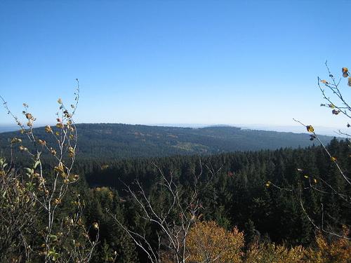 Fichtelgebirge in Beieren is met dichte bossen bedekt