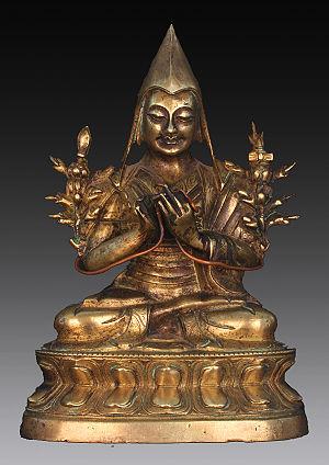 Je Tsongkhapa, oprichter van de Gelugschool van het Tibetaans boeddhisme foto: Tibetan Museum Society Je Tsongkhapa, oprichter van de Gelugschool van het Tibetaans boeddhisme foto: Tibetan Museum Society
