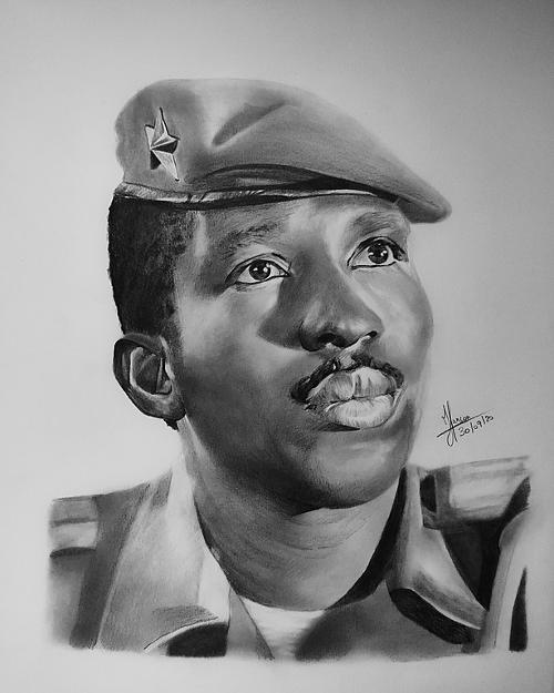 Tekening van Thomas Sankara Burkina Faso