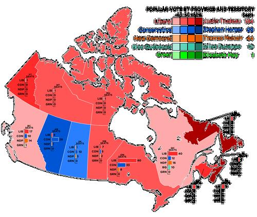 Resultaat algemene verkiezingen Canada in 2015 Resultaat algemene verkiezingen Canada in 2015