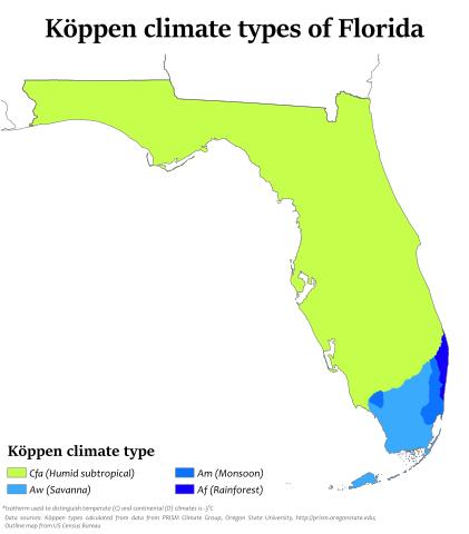 Klimaattypen in Florida Klimaattypen in Florida