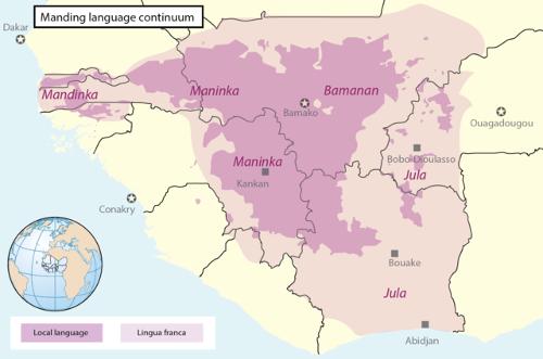 Gebieden in West-Afrika waar Mandinka gesproken wordt