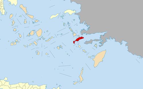 Ligging Kos in de bestuurlijke regio Zuid-Egeïsche Eilanden Ligging Kos in de bestuurlijke regio Zuid-Egeïsche Eilanden