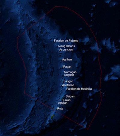 Noordelijke Marianen Satellietfoto foto: NASA Noordelijke Marianen Satellietfoto foto: NASA
