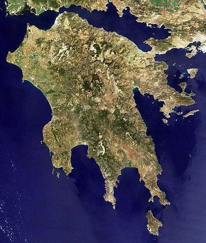 Peloponnesos: Satellietfoto Publiek Domein Peloponnesos: Satellietfoto Publiek Domein