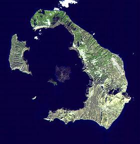 Santorini: Satellietfoto Publeik Domein Santorini: Satellietfoto Publeik Domein