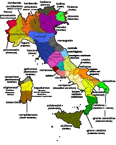 Italiaanse dialecten afbeelding: publiek domein Italiaanse dialecten afbeelding: publiek domein