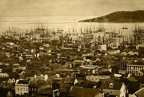 Haven van San Francisco in de tijd van de Goldrush