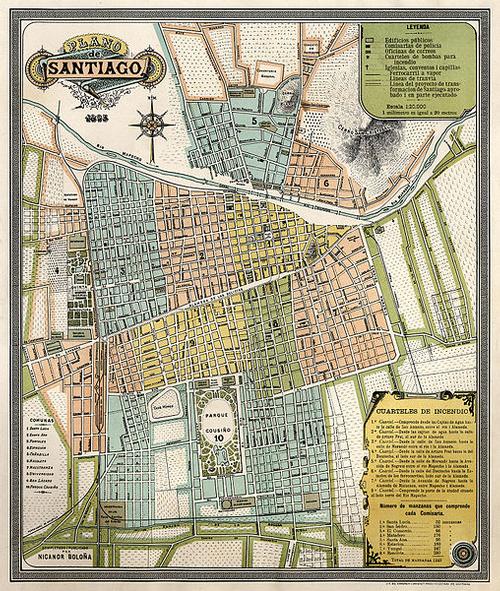 Kaart Santiago uit 1895