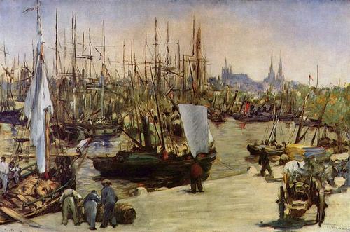 Bordeaux Historische Haven geschilderd door Manet