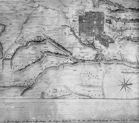 Kaart Guatemala Stad uit 1821