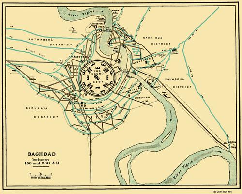 Bagdad kaart uit de 9e eeuw