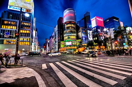 Ginza in Tokio 's nachts