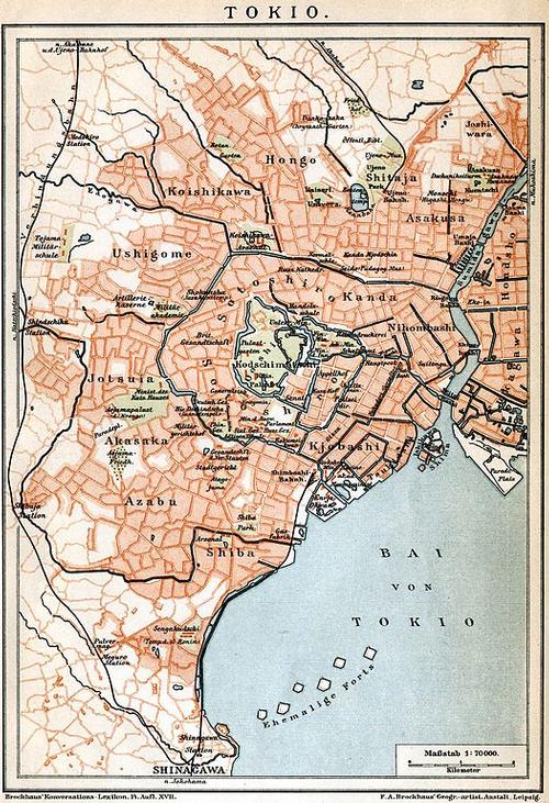 Kaart van Tokio uit 1896
