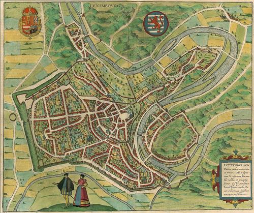 Luxemburg stad kaart uit 1581