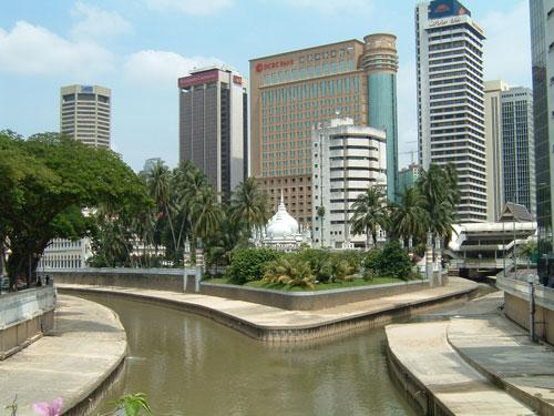 De Klang en Gombak stromen samen bij Kuala Lumpur