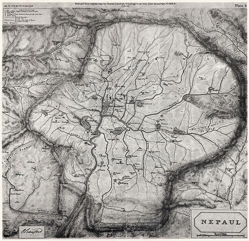 Kaart uit Kathymandi uit 1802
