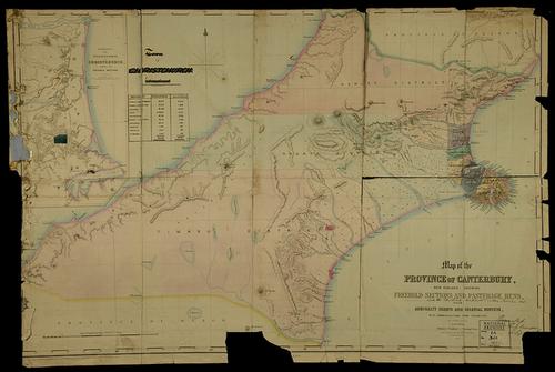 Kaart Provincie Canterbury 1856