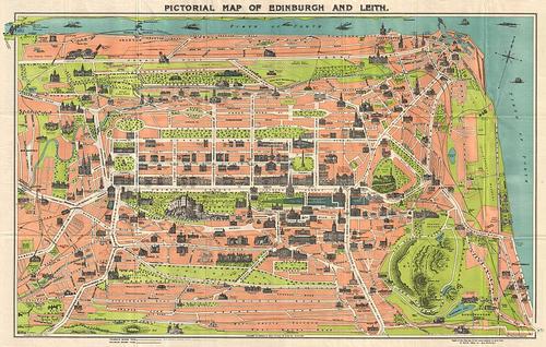 Kaart van Edinburgh en Leith in de jaren dertig