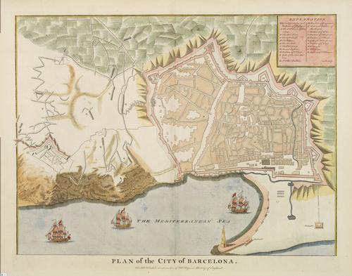 Kaart Barcelona uit 1700