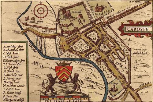 Kaart van Cardiff 1610