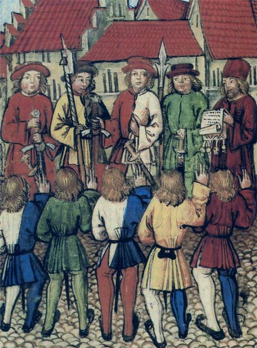 Burgers van Zürich leggen de eed af in 1351