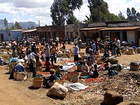 De markt op de grens met Mozambique